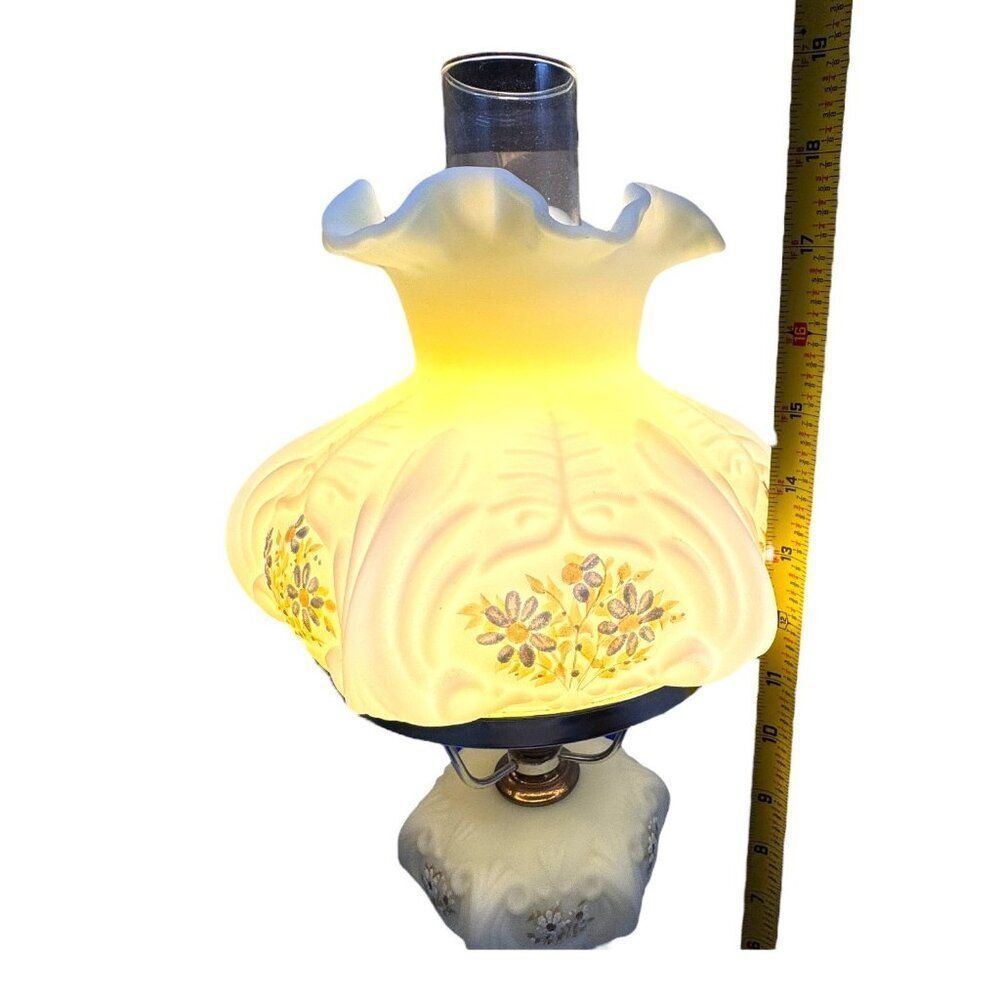 Fenton Hand-Painted Glass Lamp By Diane Johnson With Floral Motif - Picture 9 of 10